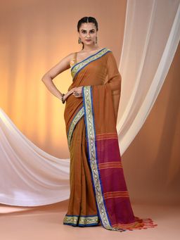 CHARUKRITI - Mustard Mulmul Cotton Soft Texture Borders Saree without Blouse