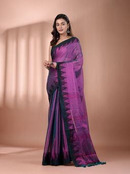 CHARUKRITI - Purple Tissue Soft Saree with Temple Borders