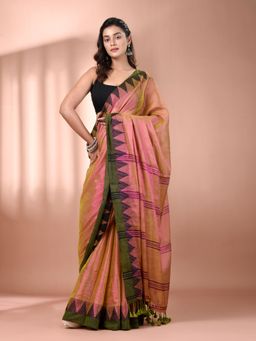 CHARUKRITI - Lime Green Dual Tone Tissue Soft Saree with Temple Borders