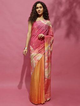 Navyasa By Liva - Multi Color Liva Crepe Abstract Print Saree with Unstitched Blouse