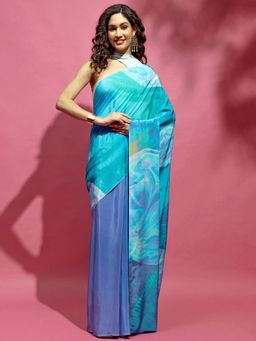 Navyasa By Liva - Multi Color Liva Crepe Abstract Print Saree with Unstitched Blouse