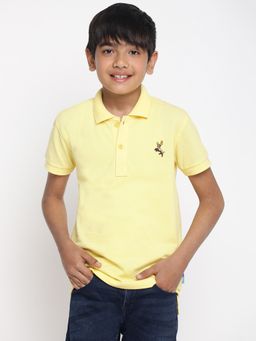 Lil Tomatoes - Boys Brand Logo Cotton Polo T-shirt Lemon