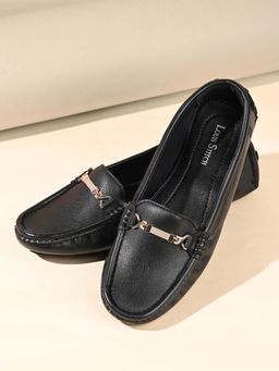 Louis Stitch - Women Black Premium Solid Slip On Casual Loafers