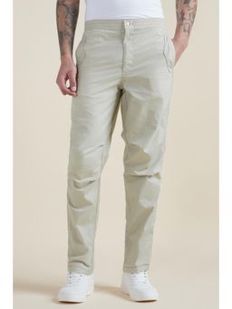 Allen Solly - Men Off White Solid Casual Trousers