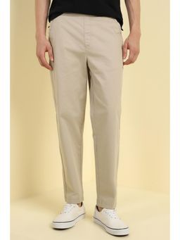 Allen Solly - Men Beige Contemporary Fit Solid Casual Trousers