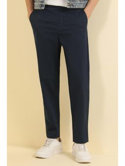 Allen Solly - Men Navy Contemporary Fit Solid Casual Trousers