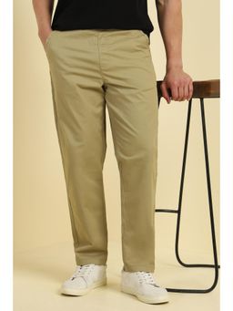 Allen Solly - Men Khaki Contemporary Fit Solid Casual Trousers