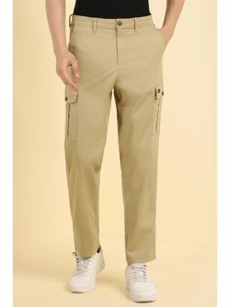 Allen Solly - Men Khaki Contemporary Fit Solid Cargo Trousers