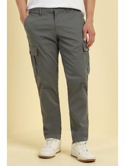 Allen Solly - Men Grey Slim Fit Solid Cargo Trousers