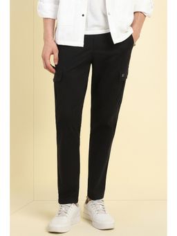 Allen Solly - Men Black Slim Fit Solid Cargo Trousers