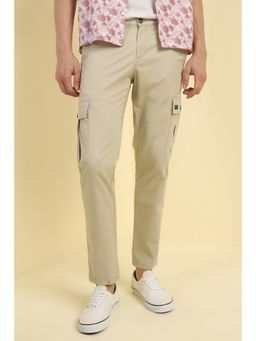 Allen Solly - Men Beige Slim Fit Solid Cargo Trousers
