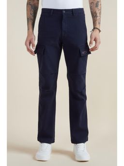 Allen Solly - Men Navy Solid Cargo Trousers
