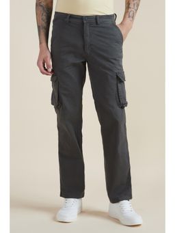 Allen Solly - Men Grey Solid Cargo Trousers