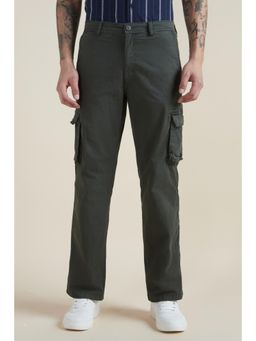 Allen Solly - Men Grey Solid Cargo Trousers