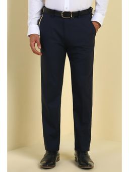 Allen Solly - Men Navy Blue Solid Formal Trousers