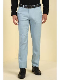 Allen Solly - Men Light Blue Textured Formal Trousers