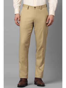 Louis Philippe - Men Khaki Slim Fit Solid Flat Front Formal Trousers
