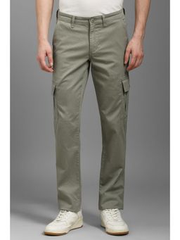 Louis Philippe - Men Olive Contemporary Fit Print Flat Front Cargo Trousers