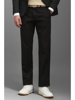 Louis Philippe - Men Brown Slim Fit Textured Flat Front Casual Trousers