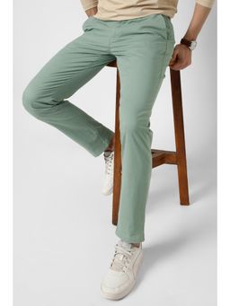 Peter England - Men Green Solid Chino Casual Trousers