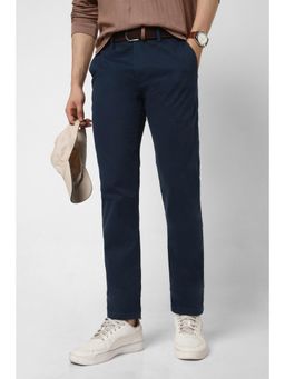 Peter England - Men Navy Solid Chino Casual Trousers