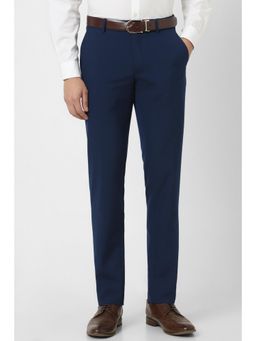 Peter England - Men Blue Solid Formal Trousers