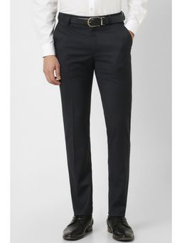 Peter England - Men Grey Textured Formal Trousers