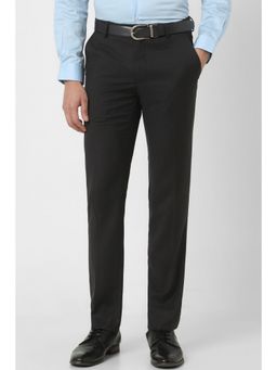 Peter England - Men Grey Solid Formal Trousers