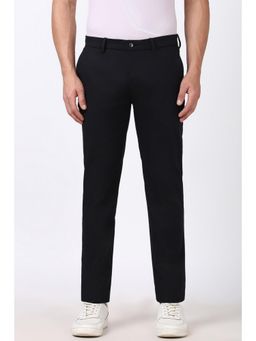 Peter England - Men Black Solid Trousers