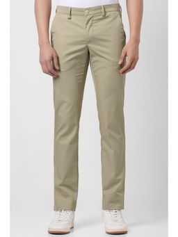 Van Heusen - Men Beige Solid Trousers