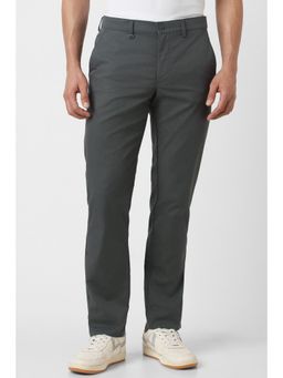 Van Heusen - Men Grey Solid Trousers