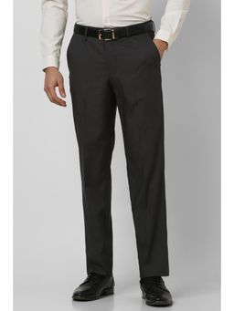 Van Heusen - Men Grey Solid Regular Fit Trousers