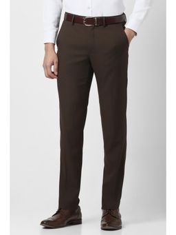 Van Heusen - Men Brown Solid Trousers