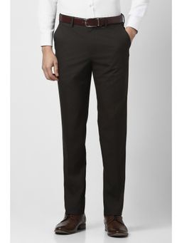 Van Heusen - Men Brown Solid Trousers