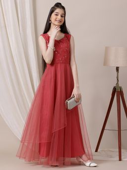 INDDUS - Pink Floral Maxi Dress
