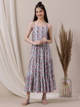 INDDUS - Blue Floral Maxi Dress