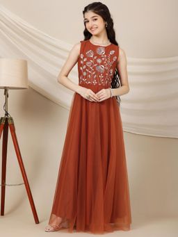 INDDUS - Rust Floral Maxi Dress