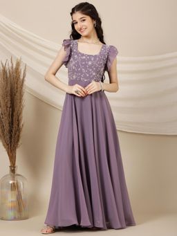INDDUS - Purple Floral Maxi Dress