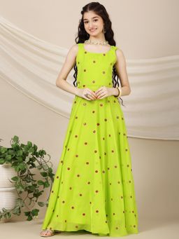 INDDUS - Green Floral Maxi Dress