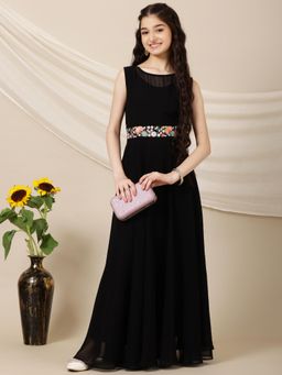 INDDUS - Black Floral Maxi Dress