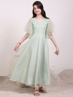 INDDUS - Green Floral Maxi Dress