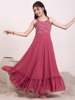 INDDUS - Pink Floral Maxi Dress