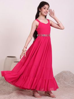 INDDUS - Pink Embellished/Sequined Dress & Belt