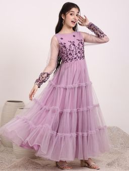 INDDUS - Lavender Embroidered Maxi Dress