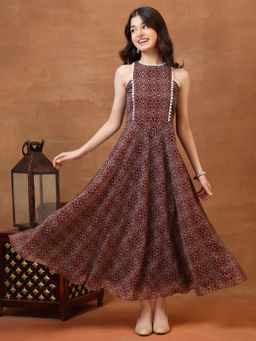 INDDUS - Brown Floral Maxi Dress