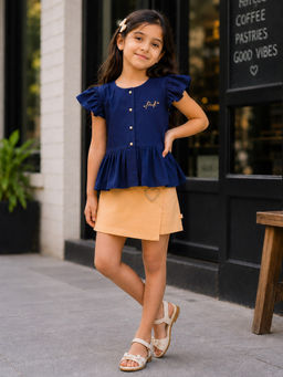 Purple United Kids - Multi-Color Solid/Plain Mid Waist Co-ord Set