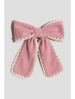 H&M - Girls Pink Corduroy-Bow Hair Clip