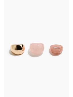 H&M - Women Pink 3-Pack Chunky Rings