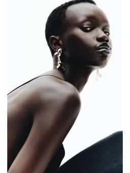 H&M - Women Gold Flower-Shaped Pendant Earrings