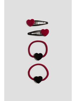 H&M - Girls Red 4-Piece Appliqued Hair Set